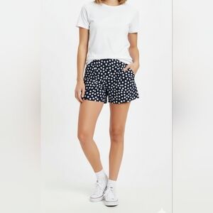 J.Crew indigo linen blend short navy polkadot Women's sz 4 Preppy